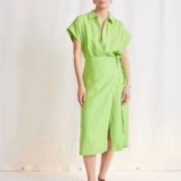 Apiece Apart Catania Lime Green Midi Wrap Dress in Size Medium Apiece Apart Catania Lime Green Midi Wrap Dress in Size Medium